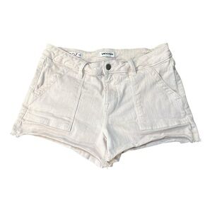 Vigoss Cream High-Rise Denim Short with Patch Pockets